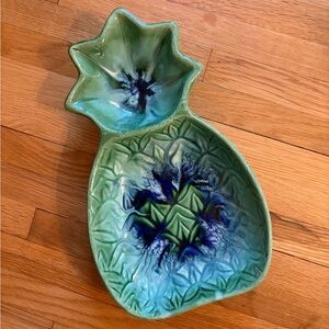 WADE POTTERY - RARE Green & Blue Pineapple Serving Dish - Stamped - MCM - EUC!